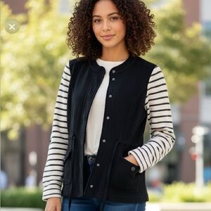 SKIES Are Blue Striped Sleeve Knit Jacket